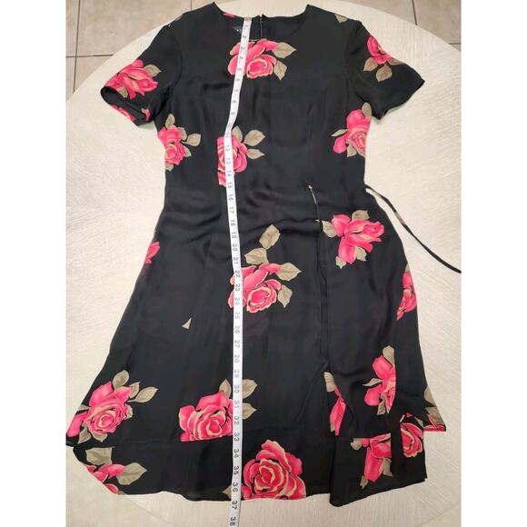 Spenser Jeremy Black Floral Flowy Chiffon Silk Dress Size 6 Tie Side - Picture 10 of 10